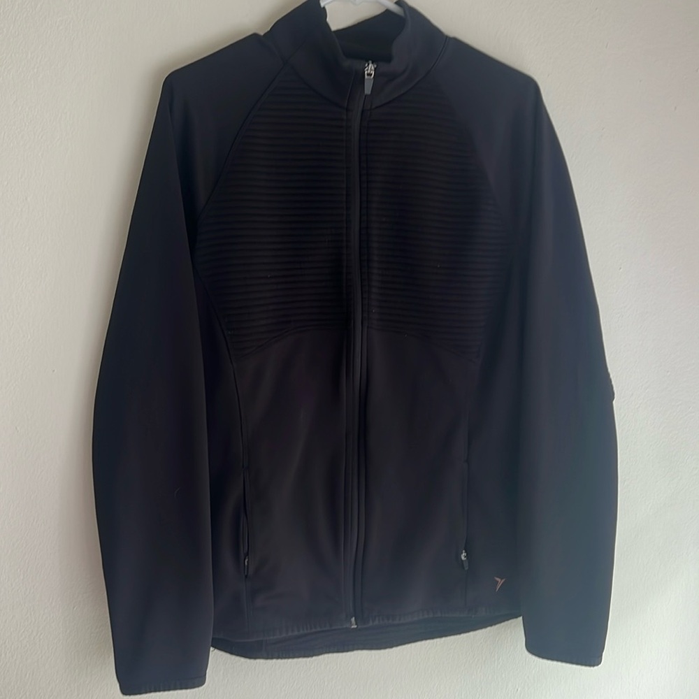 Women’s Dri Fit Workout Zip Up - Textured - Black - Large